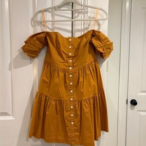 STAUD Orange Off-Shoulder Mini Dress